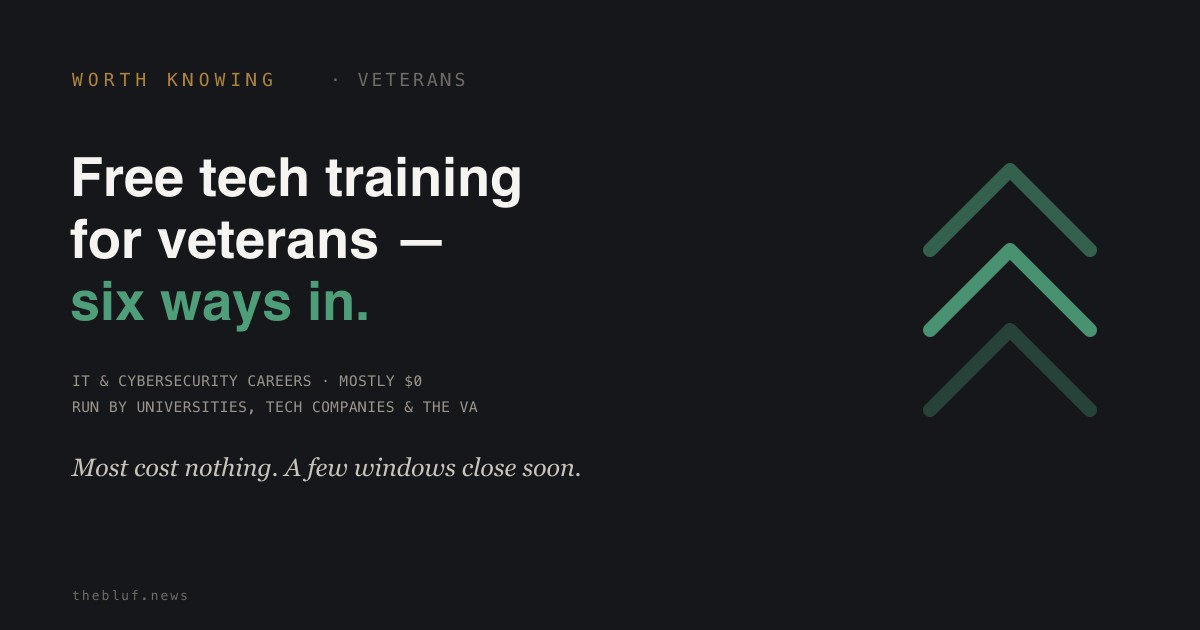Free and VA-Funded Tech Training for Veterans — Six Programs, and How to Apply