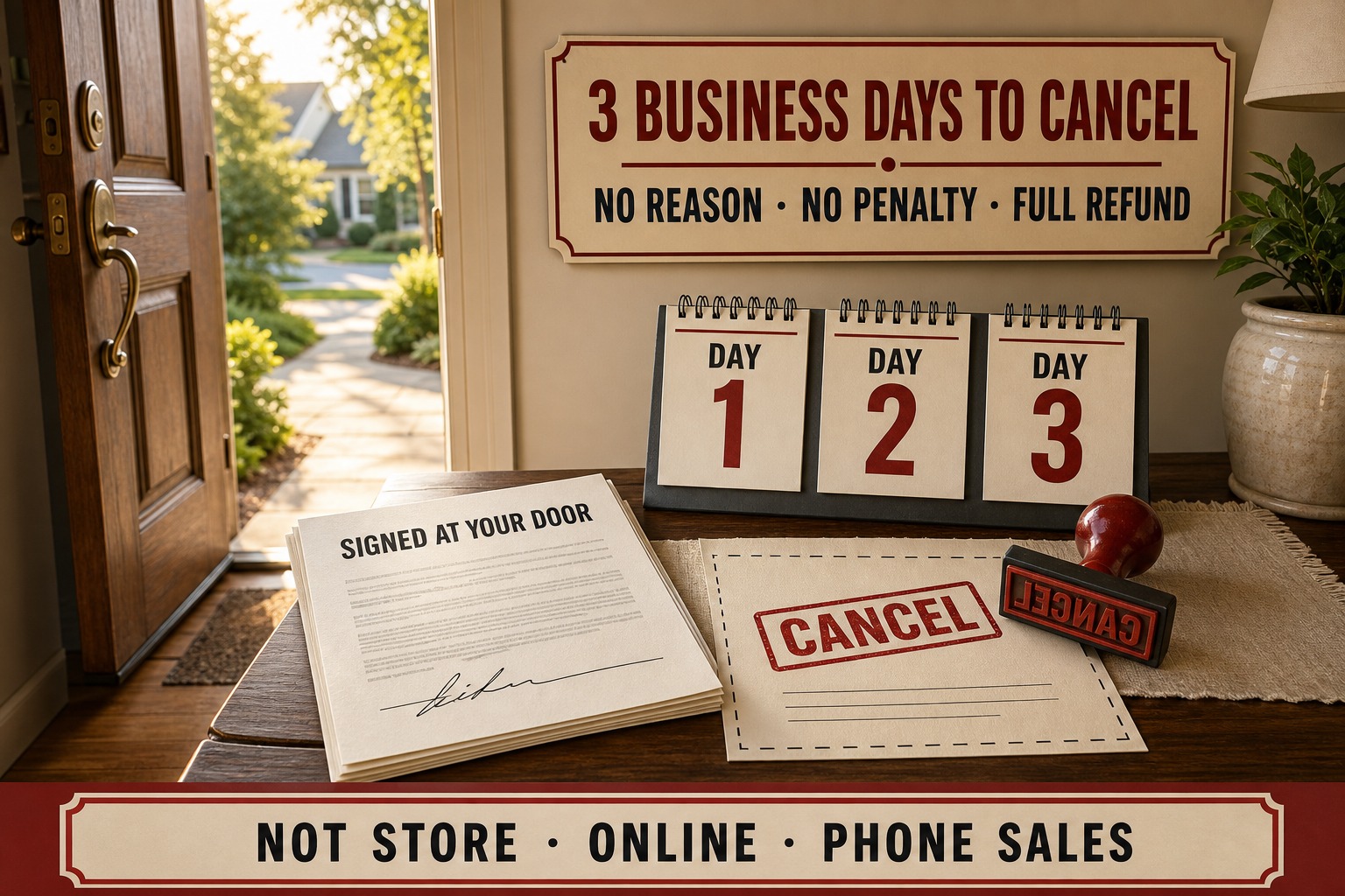 Sign a Deal at Your Door or in a Hotel Ballroom, and Federal Law Gives You Three Days to Cancel — No Penalty, Full Refund. Almost No One Uses It.