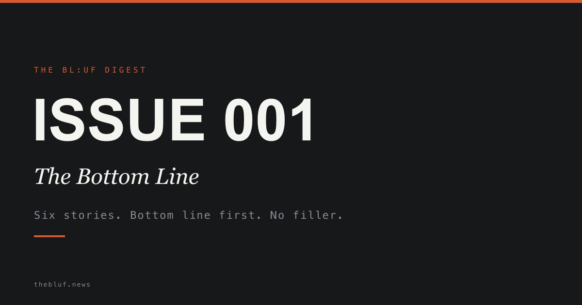Issue 001 — The Bottom Line