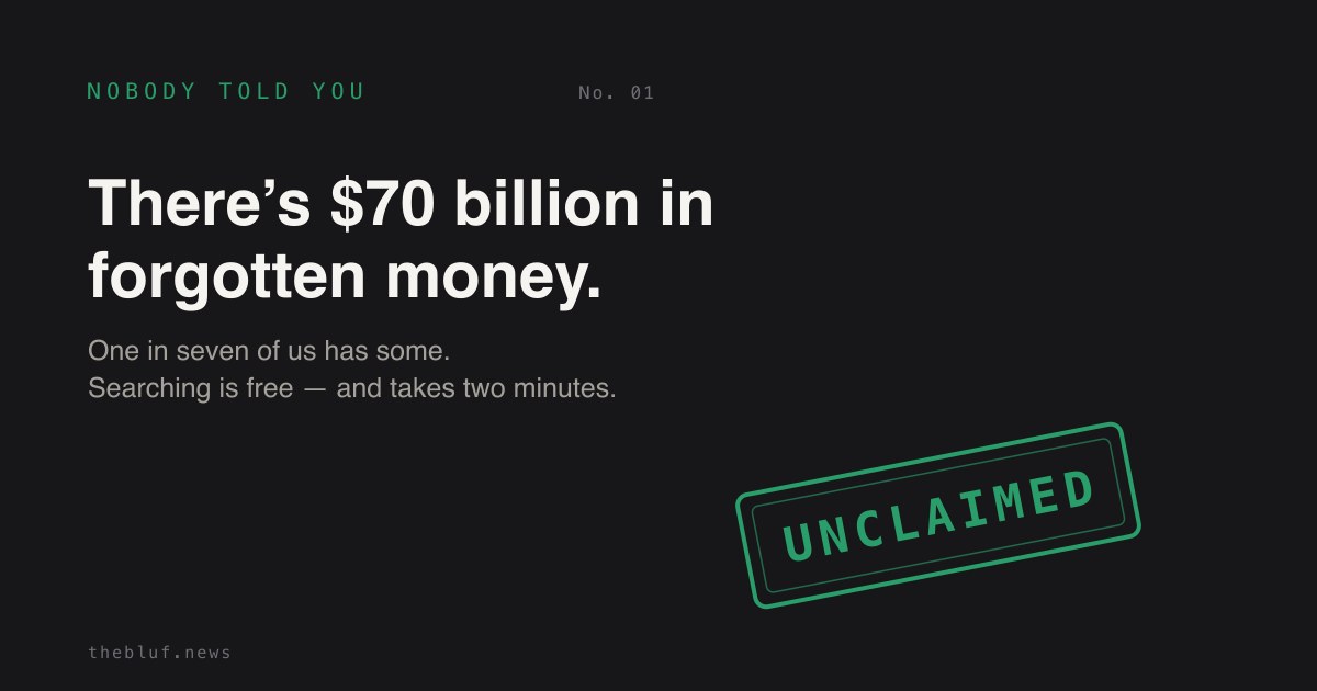 There’s About $70 Billion in Forgotten Money. One in Seven of Us Has Some — and Checking Is Free.