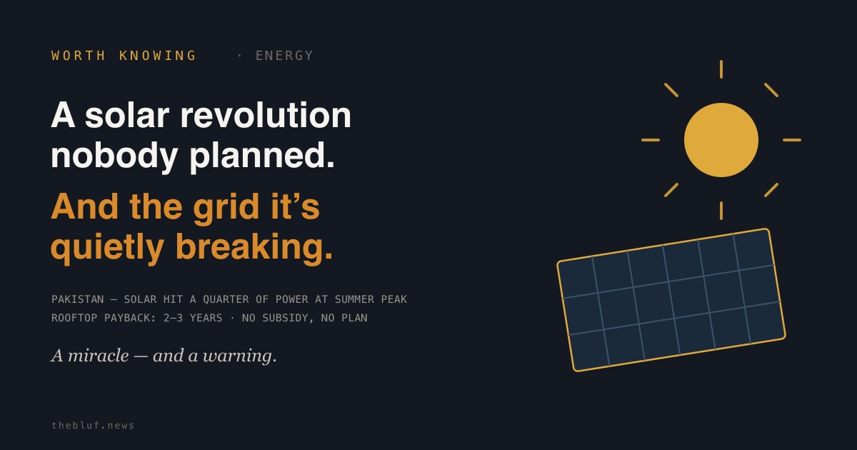 Pakistan Didn’t Plan a Solar Revolution. Its People Built One Anyway — and It’s Quietly Breaking the Grid.
