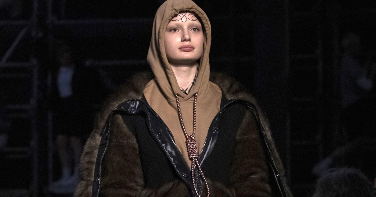 Burberry's 2019 runway look with a noose-style drawstring