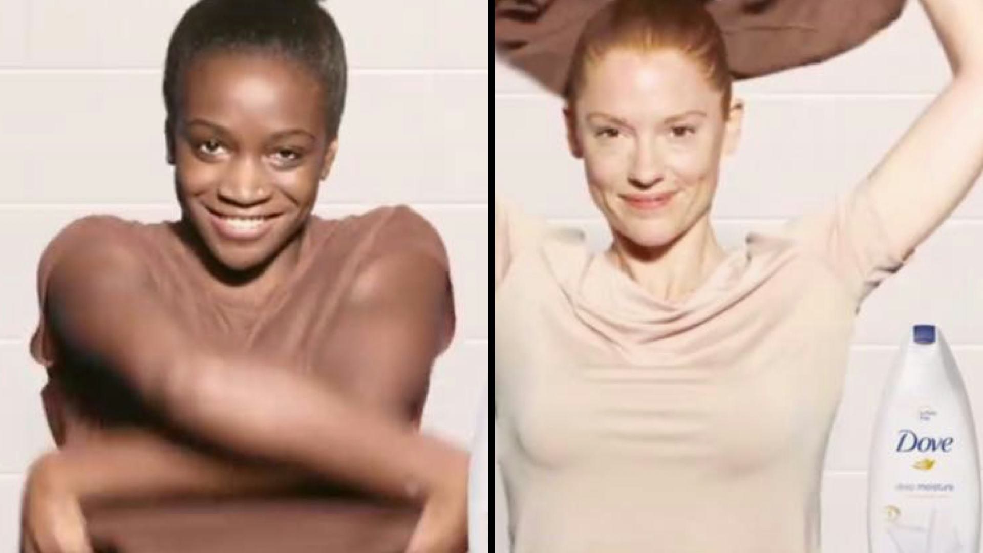 Dove's 2017 Facebook body-wash ad, showing the sequence critics objected to