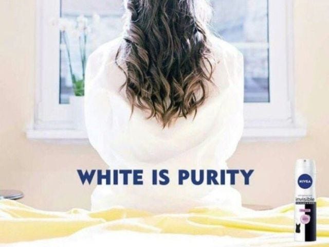 Nivea's 2017 "White Is Purity" social post