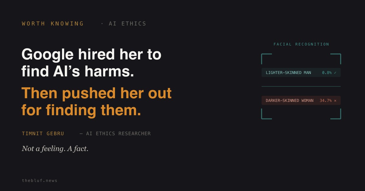 Google Hired Her to Find AI’s Harms. When She Found Them, They Pushed Her Out — and the Numbers She Measured Are Still True.